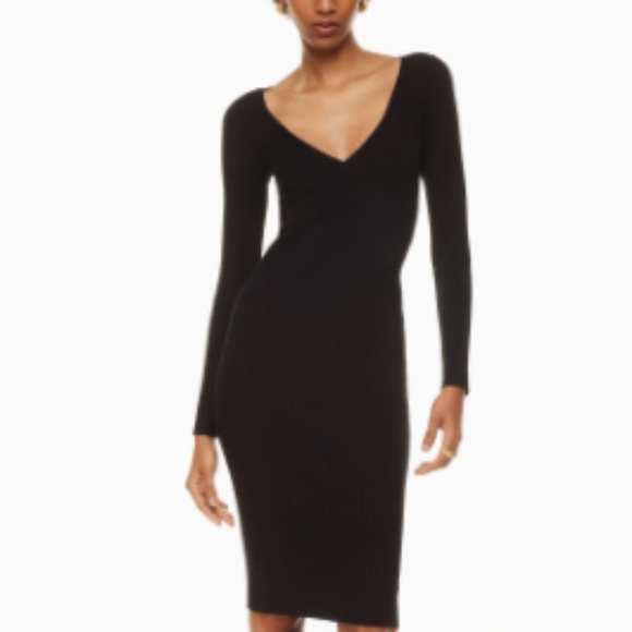 Artizia (Wilfred) Black plunging neckline knit dress - Picture 1 of 4